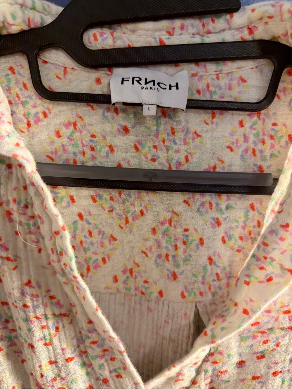 FRNCH Cream dress with Multicolor flowers size Large - Picture 2 of 5